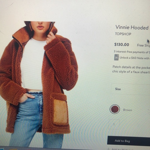 Topshop Jackets & Blazers - TOP SHOP VINNIE HOODED FAUX SHEARLING JACKET